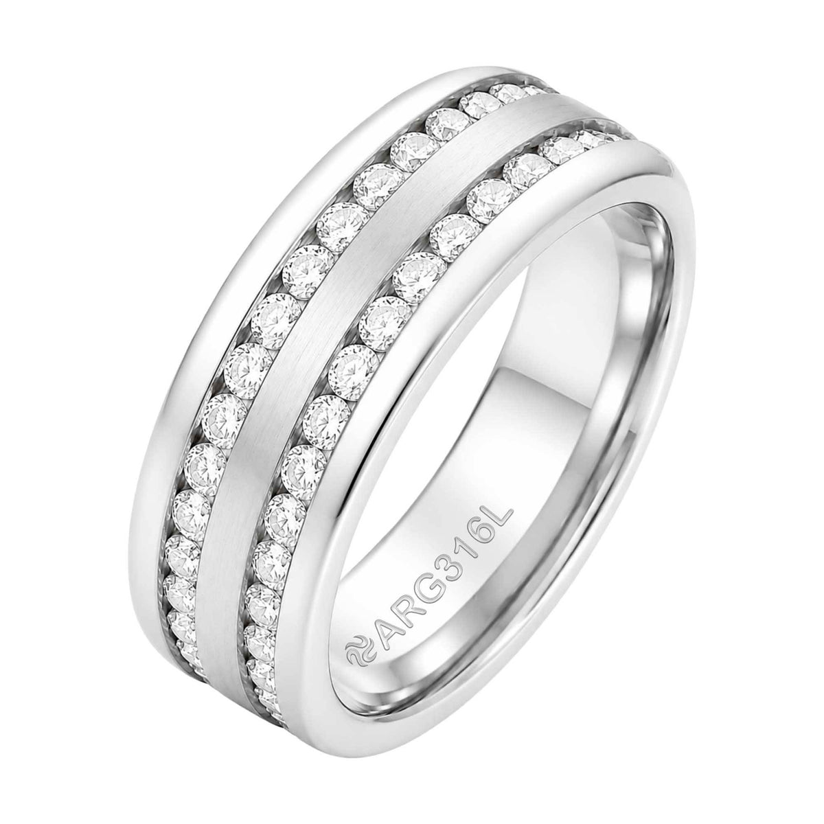 Aliança de Prata Argentum Troya Dupla com Zircônia 8mm - foto 2