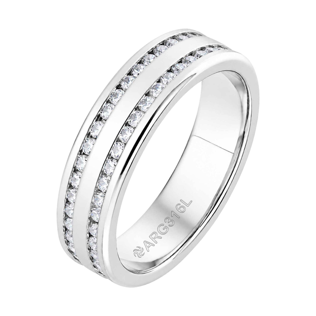 Aliança de Prata Argentum Creta com Zircônias 6mm - foto 2