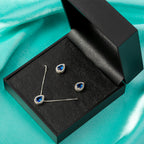 Brinco de Prata Gota com Zircônia Azul 10x7mm - foto 4