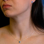 Brinco de Prata Gota com Zircônia Azul 10x7mm - foto 2
