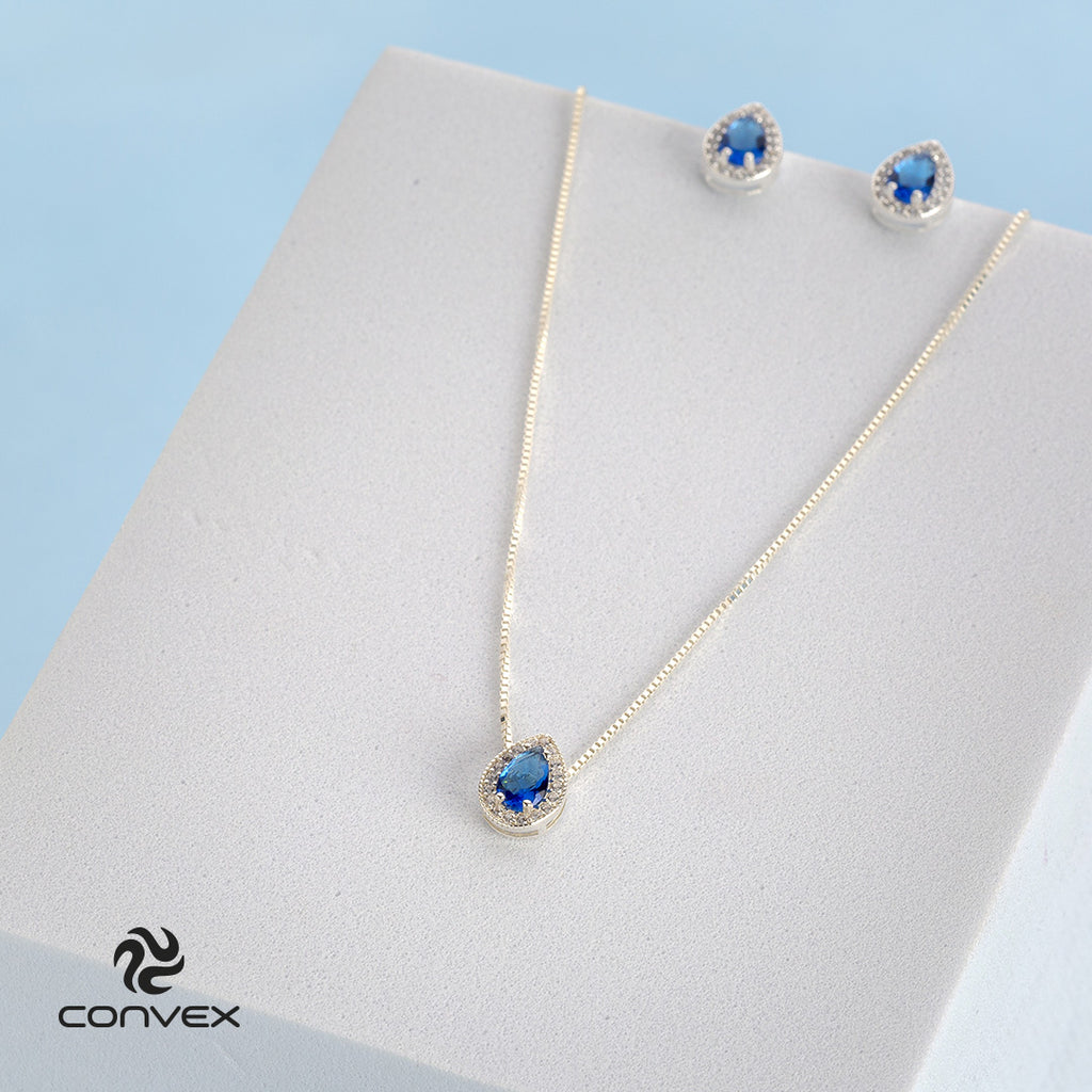 Brinco de Prata Gota com Zircônia Azul 10x7mm - foto 3