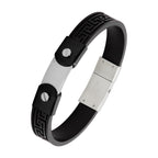 Pulseira de Aço Algema Caucciù Simbolo Grego e Chapa Lisa 21cm - foto 2