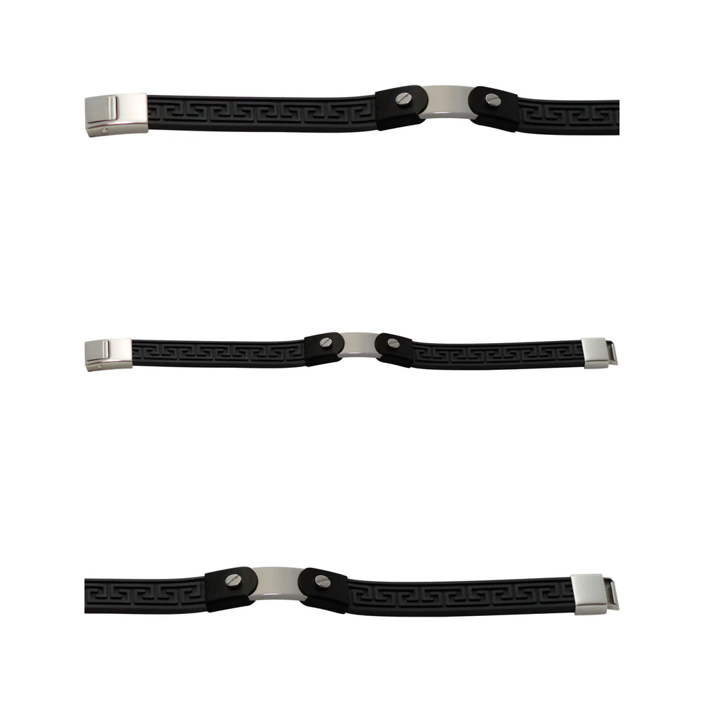Pulseira de Aço Algema Caucciù Simbolo Grego e Chapa Lisa 21cm - foto 3
