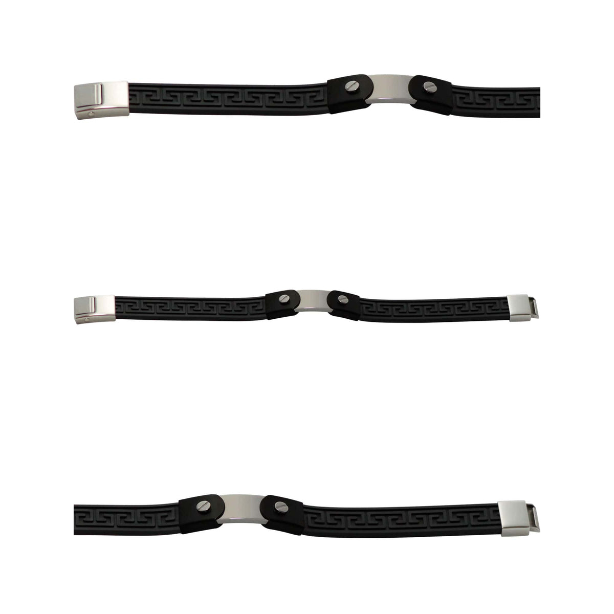 Pulseira de Aço Algema Caucciù Simbolo Grego e Chapa Lisa 21cm - foto 3