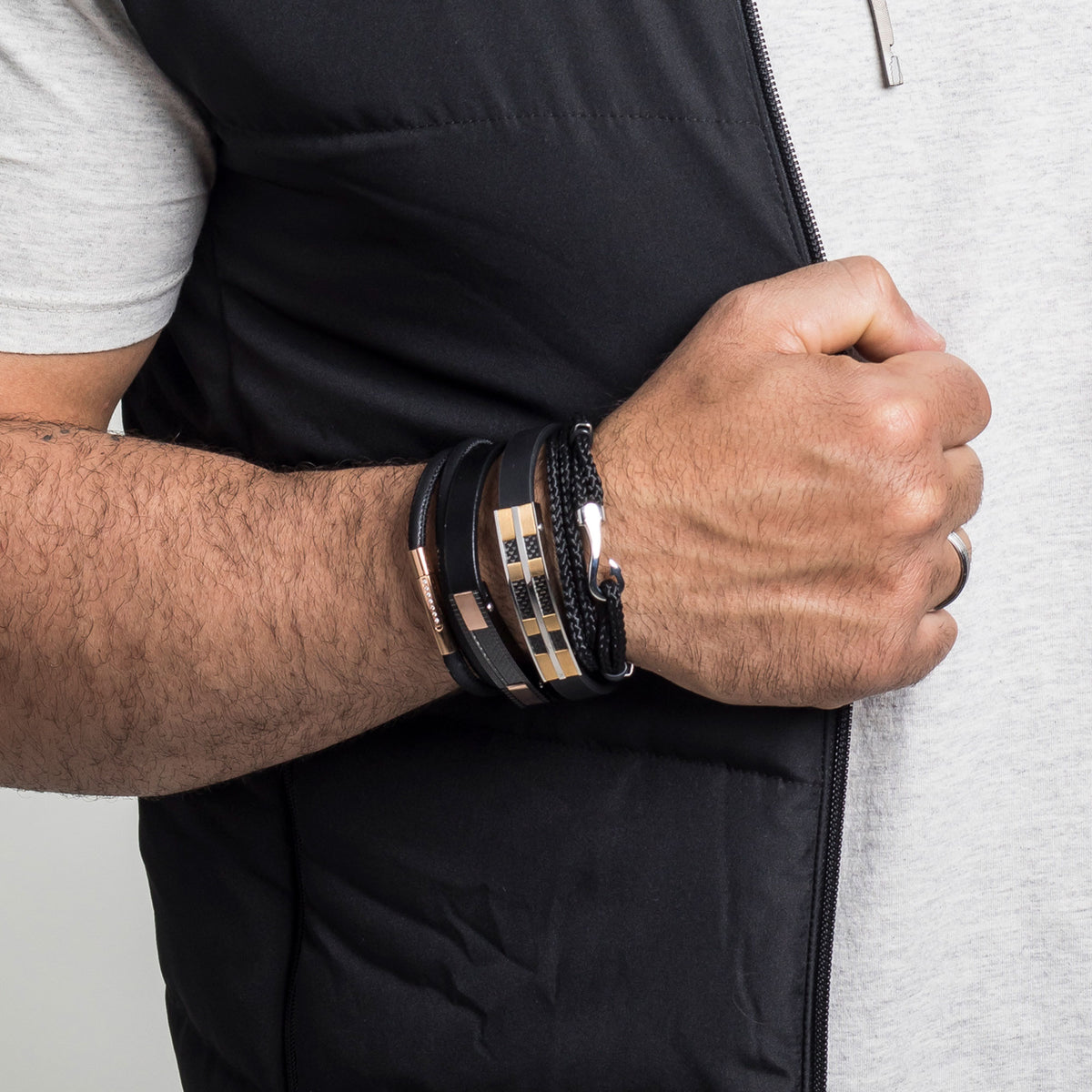 Pulseira de Aço Duo Black e Rose IPR Fecho com Zircônia 5mm - foto 3