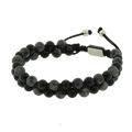 Pulseira Nordic Enok Pedra Labradorita 6mm Pedra Ágata Negra 5mm 18 a 25cm Ajustável