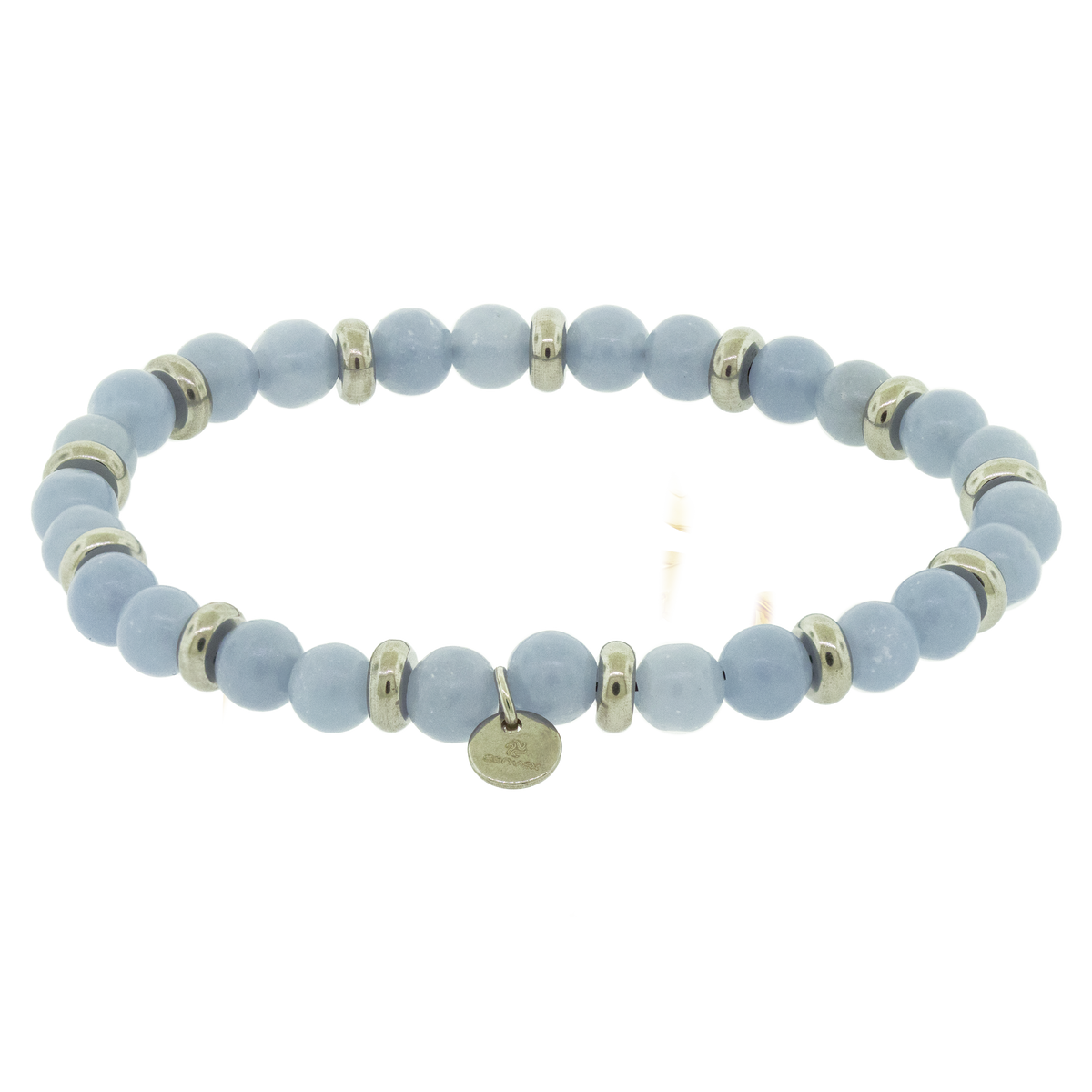 Pulseira Nordic Astlyr Pedra Angelita 6mm Aço 18cm