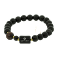 Pulseira Nordic Noírín Pedra Obsidiana 8mm Olho de Boi 10mm 20cm