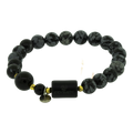 Pulseira Nordic Dagrun Pedra Obsidiana Floco de Neve 8mm Ágata Negra 10mm 20cm