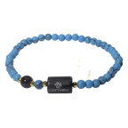 Pulseira Nordic Aksel Pedra Turquesa 5mm Olho de Tigre 6mm 19cm