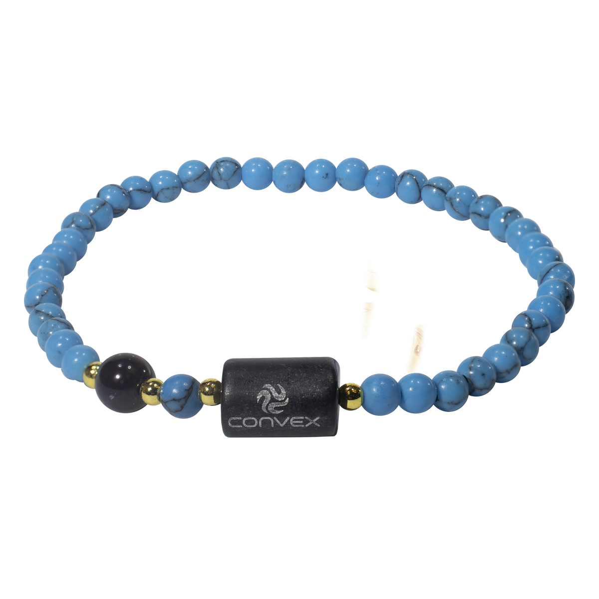 Pulseira Nordic Aksel Pedra Turquesa 5mm Olho de Tigre 6mm 19cm