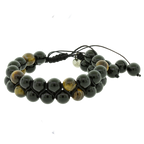 Pulseira Nordic Barak Pedra Onix e Olho de Tigre 8mm 18 a 25cm