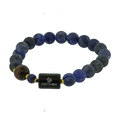 Pulseira Nordic Magna Pedra Sodalita Fosca 8mm e Obsidiana 10mm 20cm