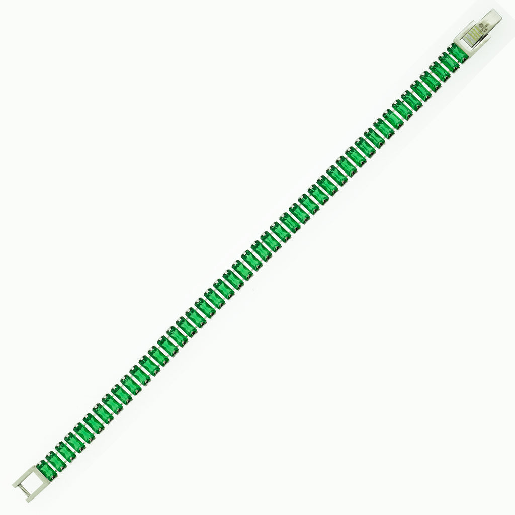 Pulseira de Aço Riviera Esmeralda Zircônia Baguete 16cm - foto 2