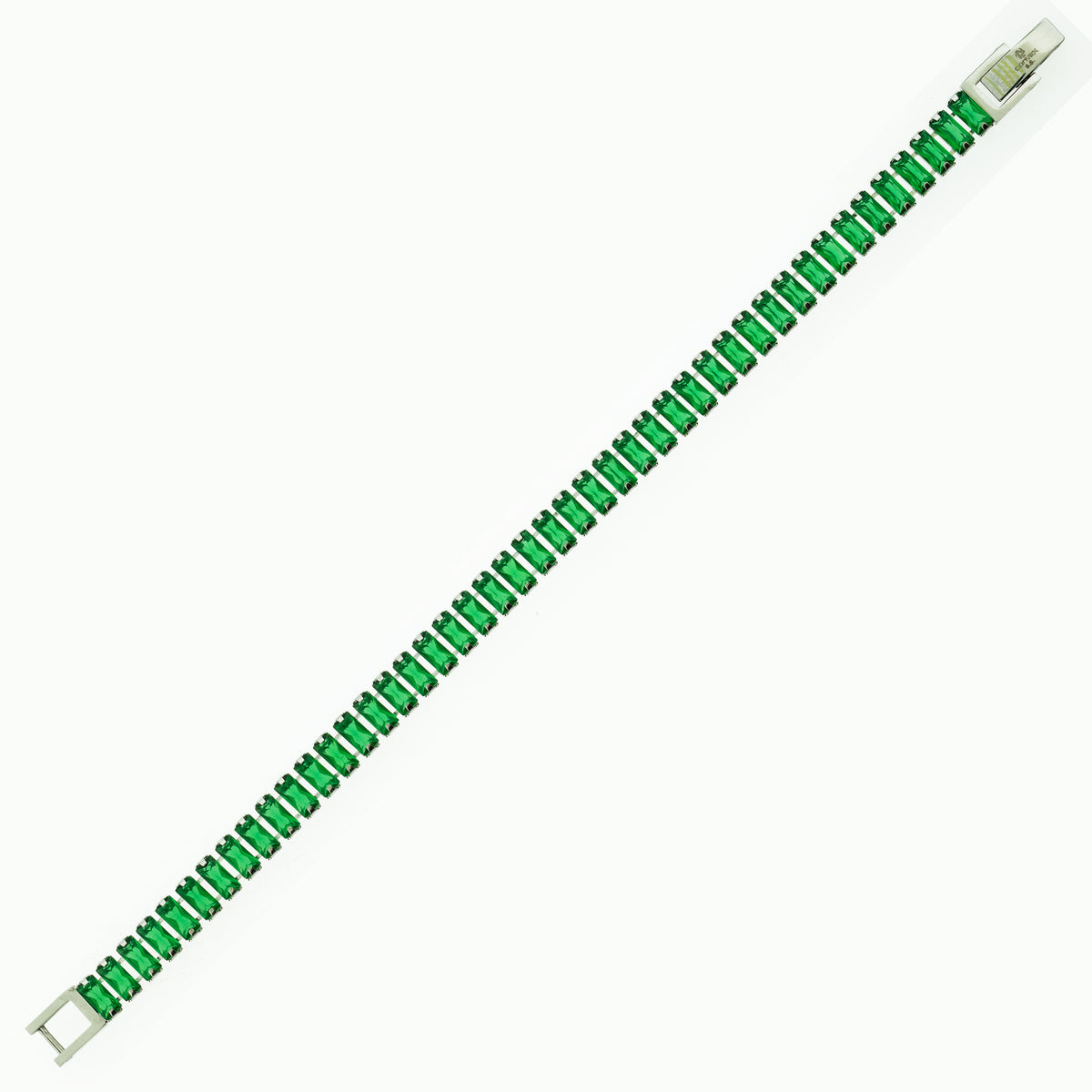 Pulseira de Aço Riviera Esmeralda Zircônia Baguete 16cm - foto 2