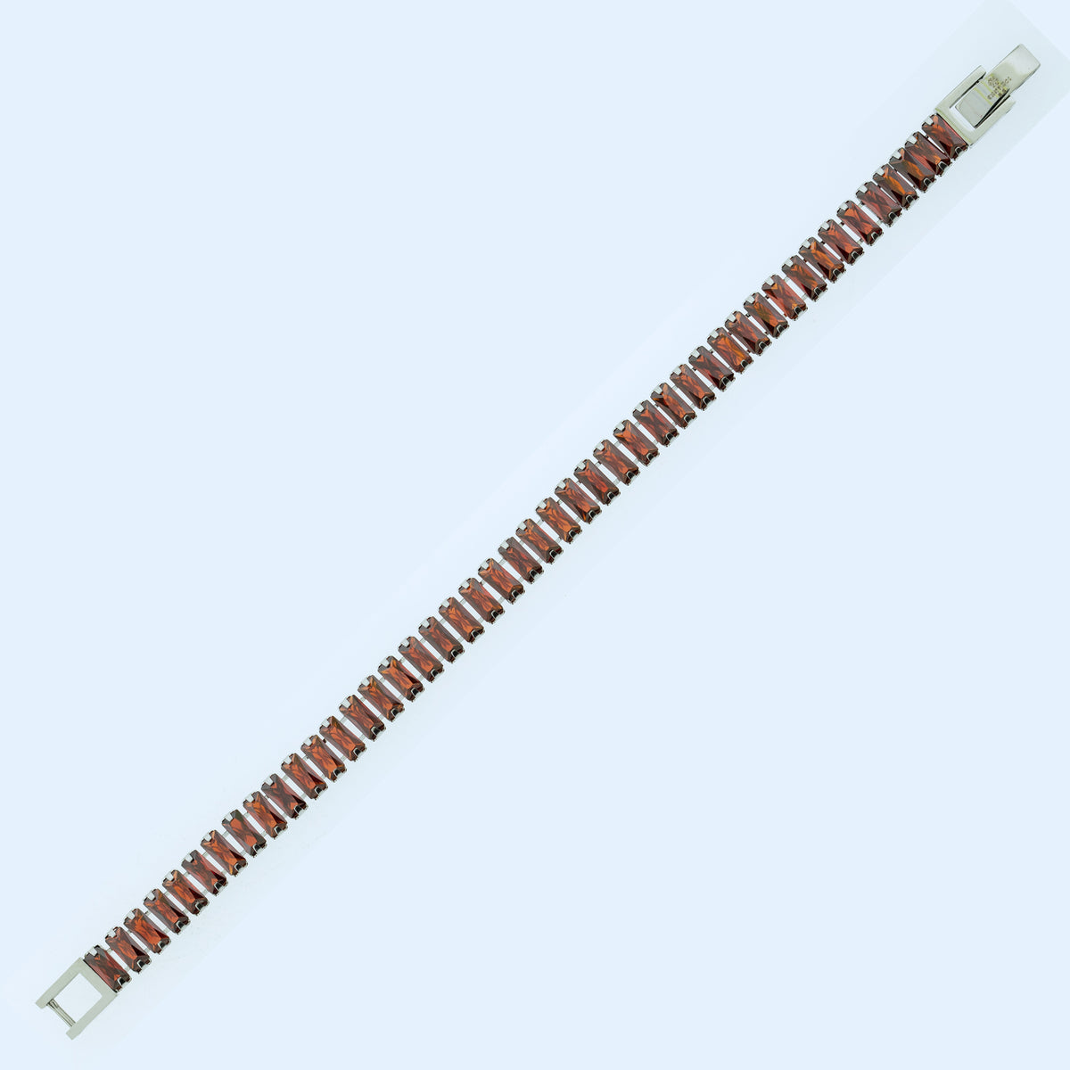 Pulseira de Aço Riviera Rubi Zircônia Baguete 18cm