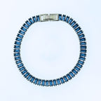 Pulseira de Aço Riviera Safira Zircônia Baguete 18cm - foto 2
