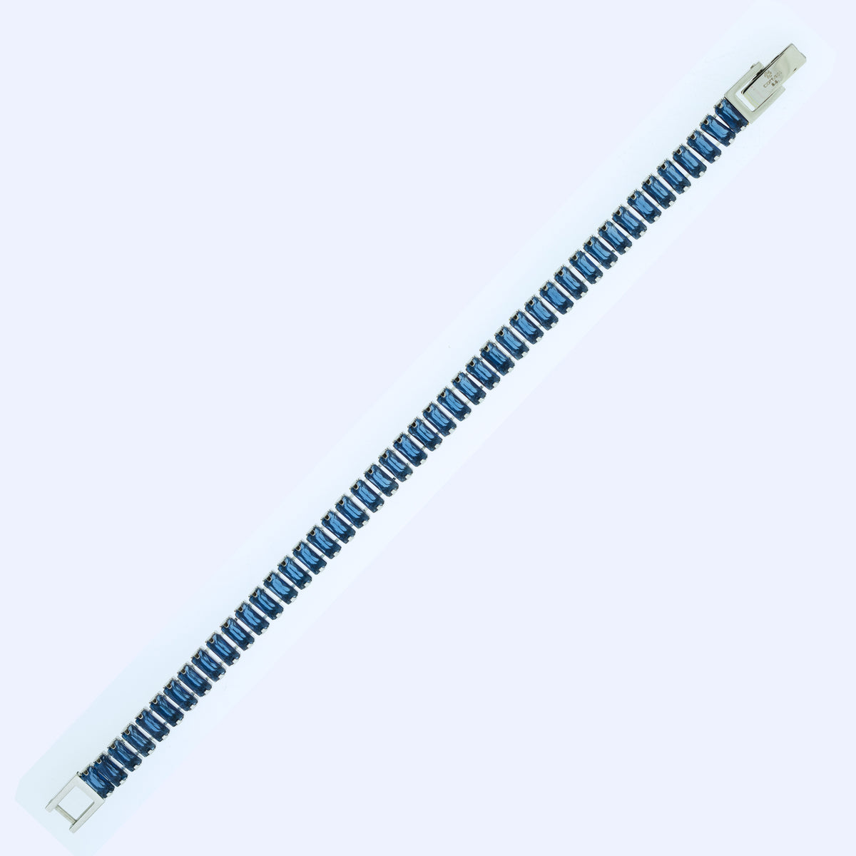 Pulseira de Aço Riviera Safira Zircônia Baguete 16cm - foto 2