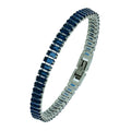 Pulseira de Aço Riviera Safira Zircônia Baguete 16cm