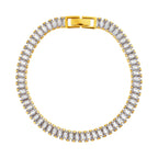 Pulseira de Aço Riviera Cristal Zircônia Baguete 16cm IPG