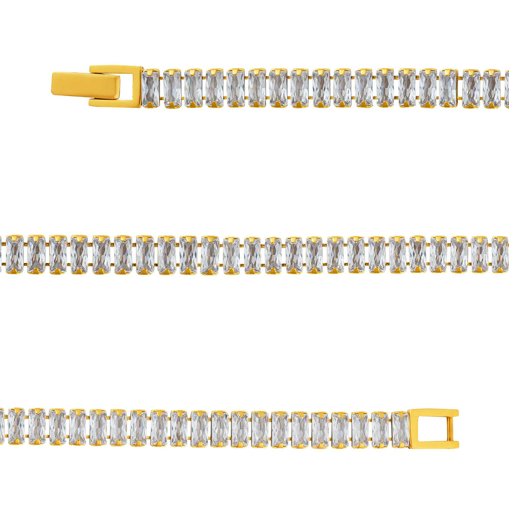 Pulseira de Aço Riviera Cristal Zircônia Baguete 16cm IPG - foto 3