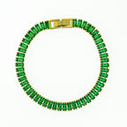 Pulseira de Aço Riviera Esmeralda Zircônia Baguete 16cm IPG - foto 2