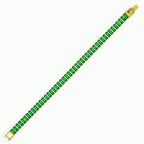 Pulseira de Aço Riviera Esmeralda Zircônia Baguete 18cm IPG