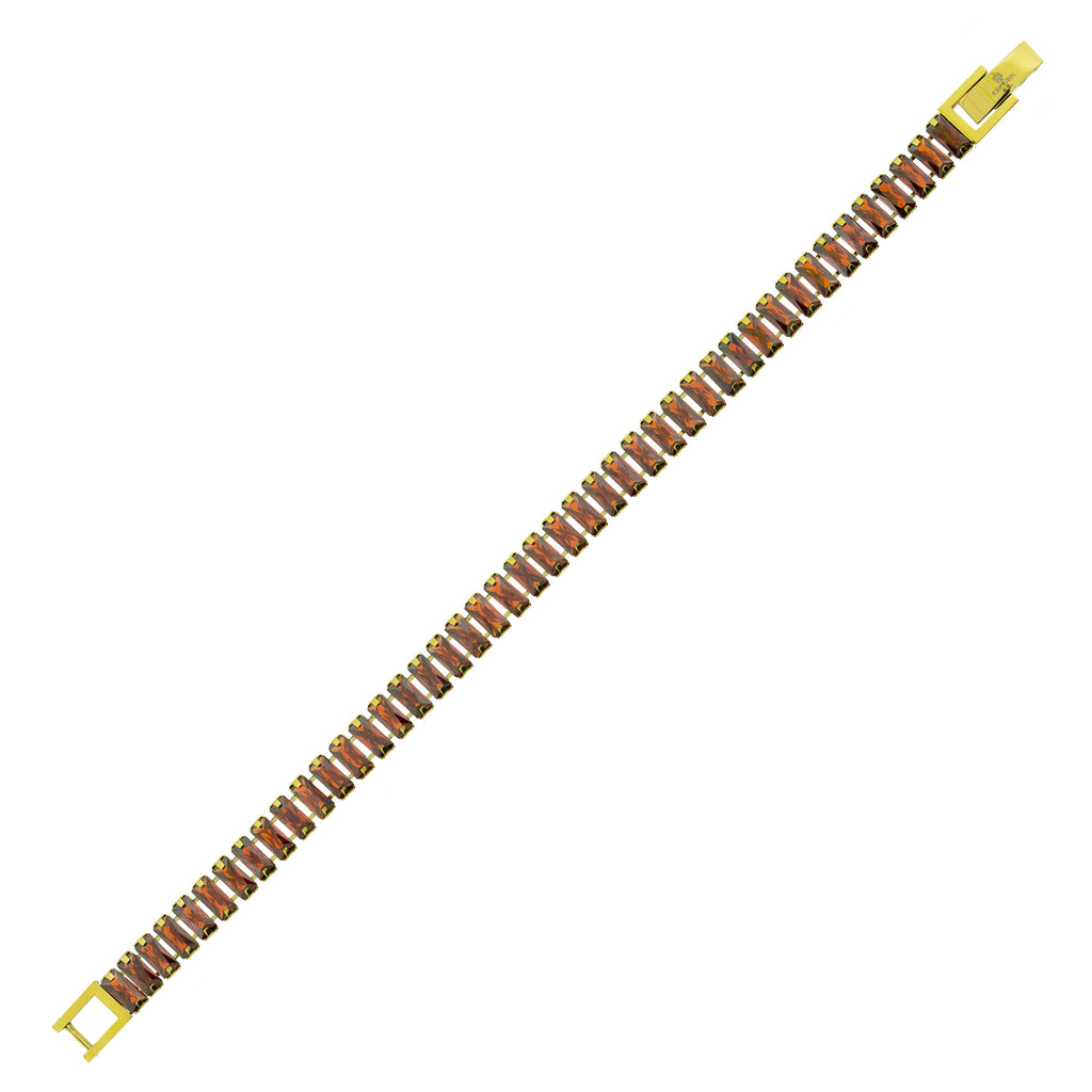 Pulseira de Aço Riviera Rubi Zircônia Baguete 18cm IPG