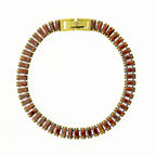 Pulseira de Aço Riviera Rubi Zircônia Baguete 16cm IPG