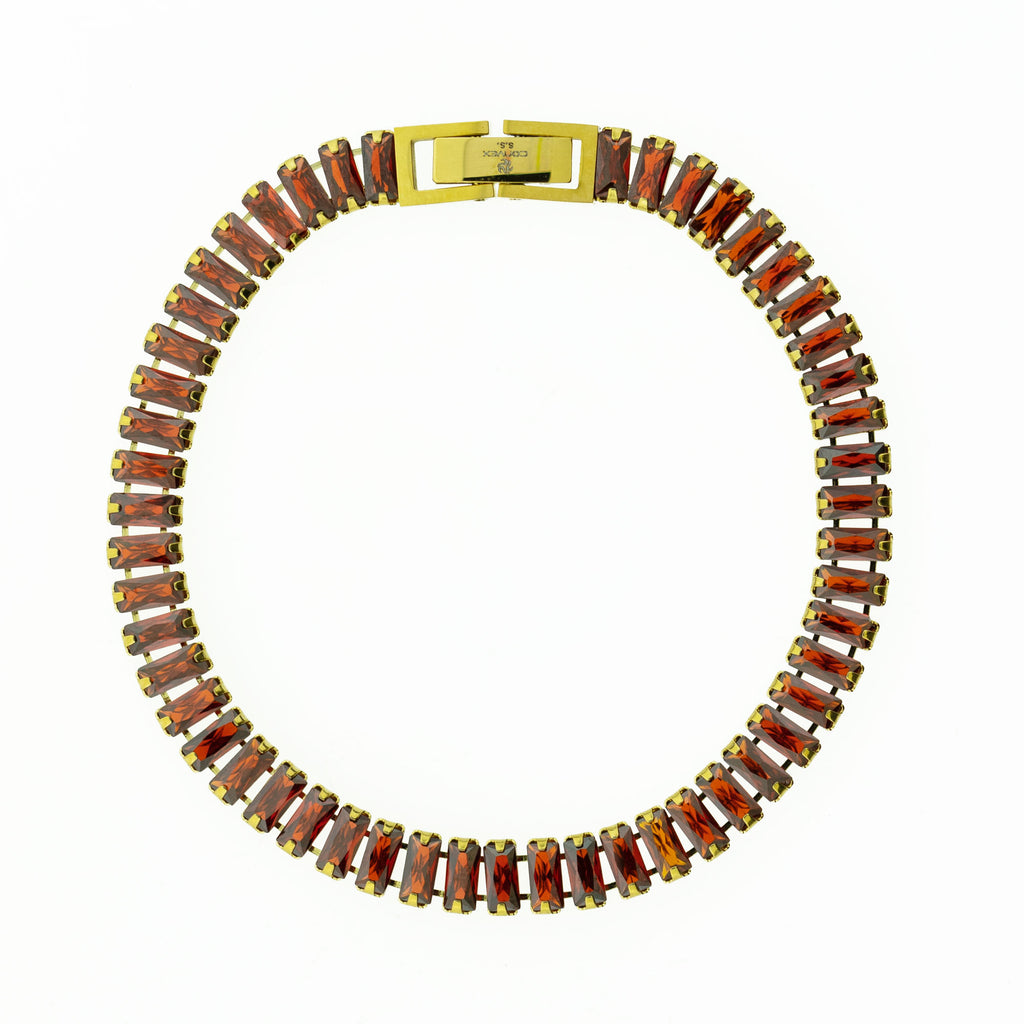 Pulseira de Aço Riviera Rubi Zircônia Baguete 18cm IPG - foto 2