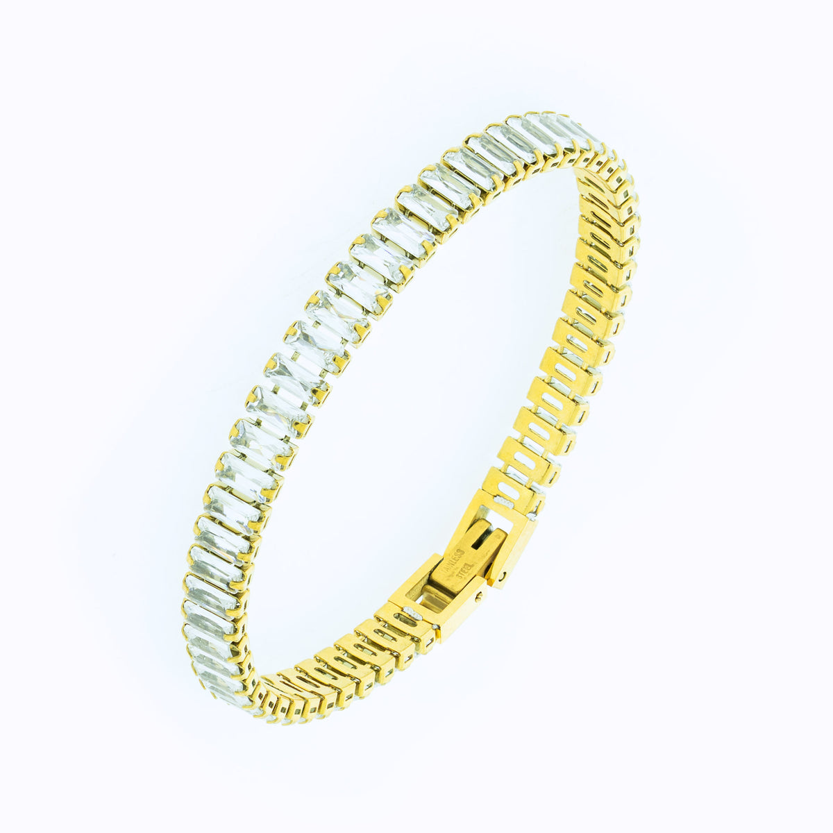 Pulseira de Aço Riviera Cristal Zircônia Baguete 16cm IPG - foto 4