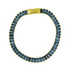 Pulseira de Aço Riviera Safira Zircônia Baguete 18cm IPG - foto 3