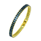 Pulseira de Aço Riviera Safira Zircônia Baguete 18cm IPG - foto 2