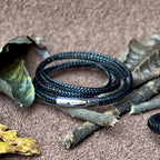 Pulseira de Aço Duo Couro black 5mm Ajustável - foto 3