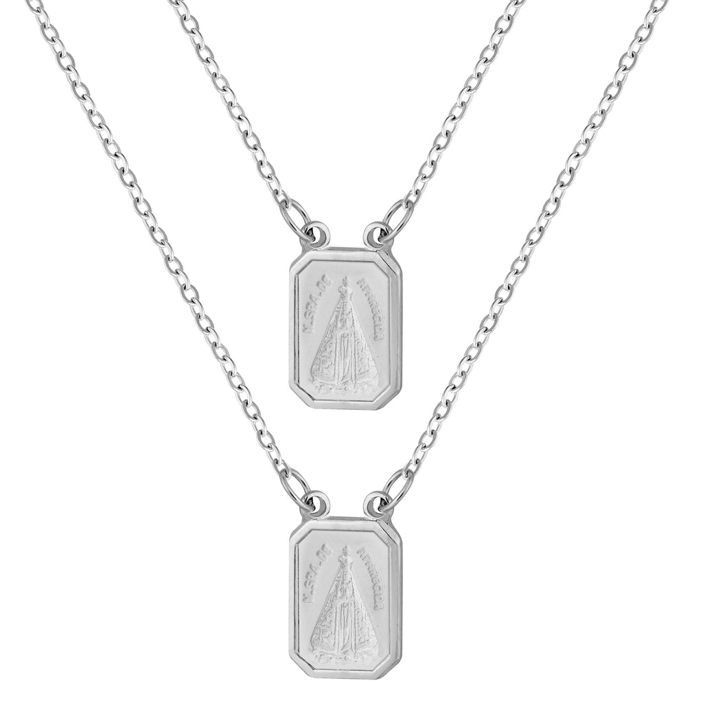 Escapulário de Aço Mini Nossa Senhora Aparecida 9x7mm 60cm