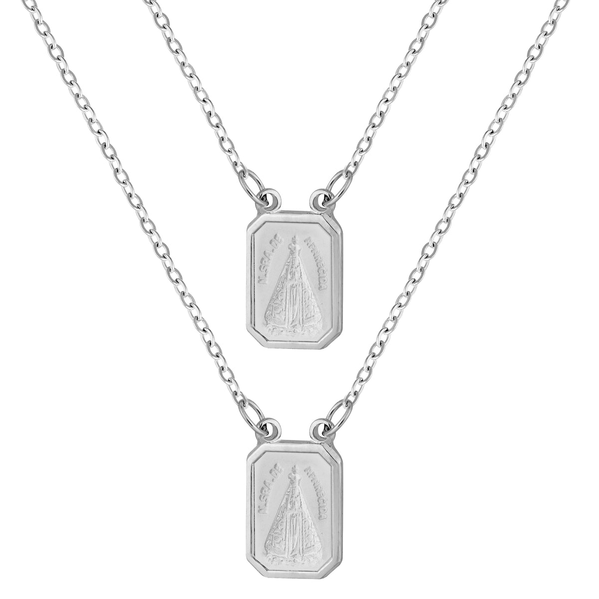 Escapulário de Aço Mini Nossa Senhora Aparecida 9x7mm 60cm