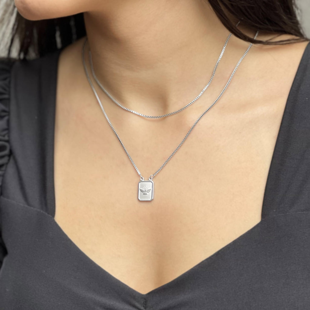 Escapulário de Aço Espírito Santo 14x11mm 65cm Corrente Veneziana - foto 2