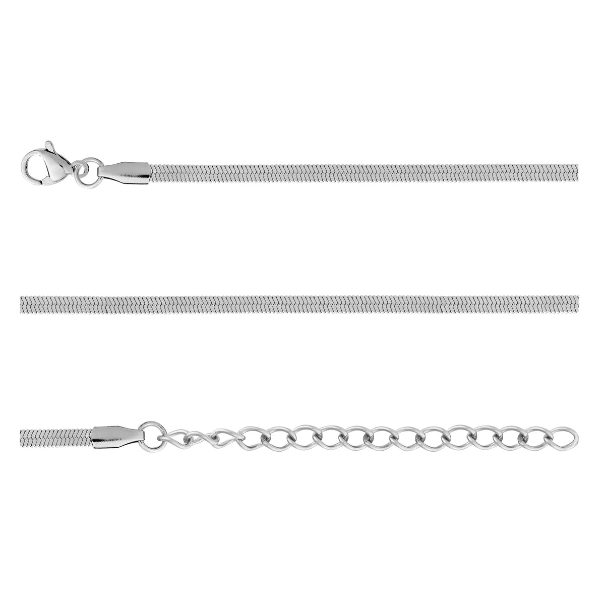 Pulseira de Aço Rabo de Rato Laminada 2.65mm 16cm