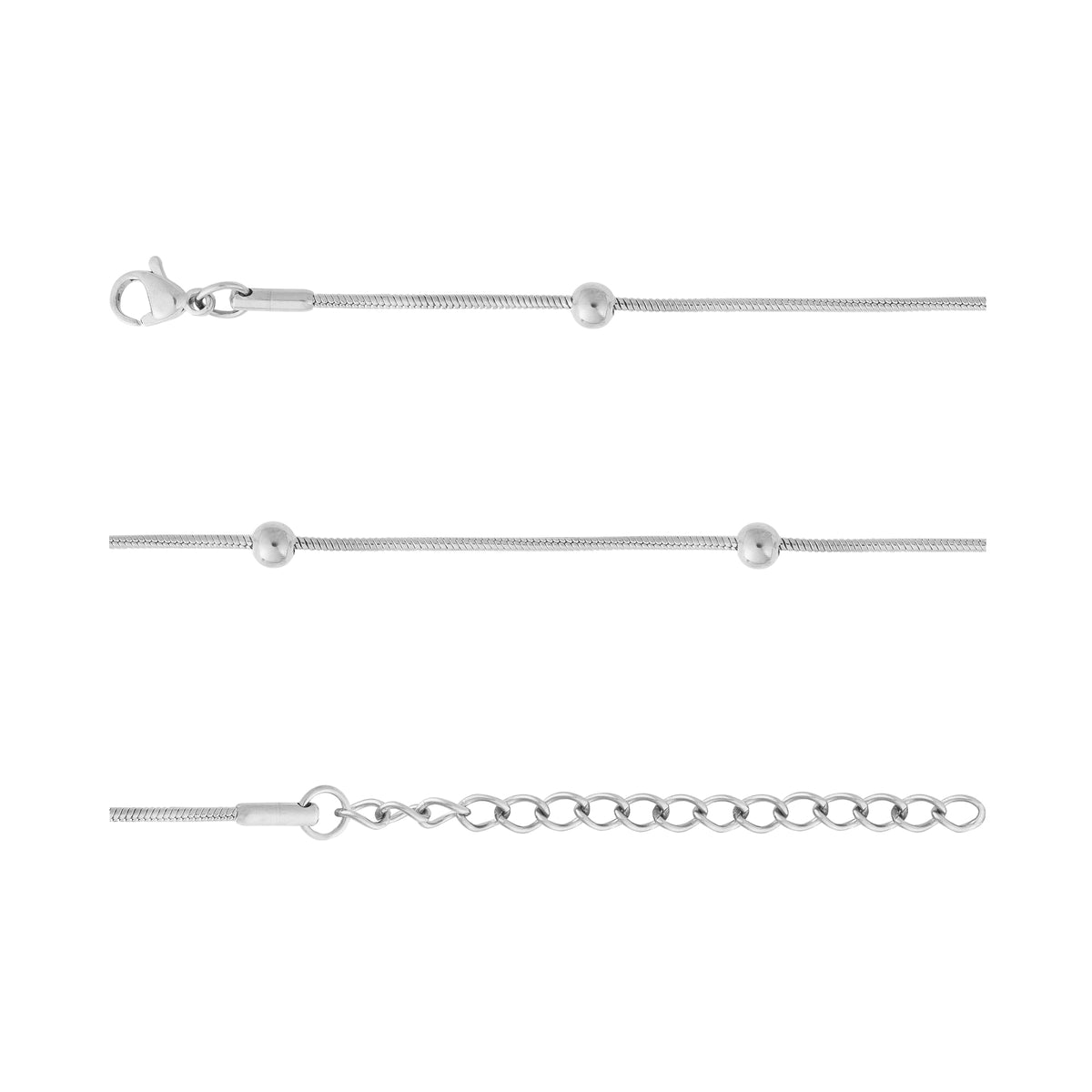 Pulseira de Aço Rabo de Rato Bolinha 1.10mm 16cm - foto 2
