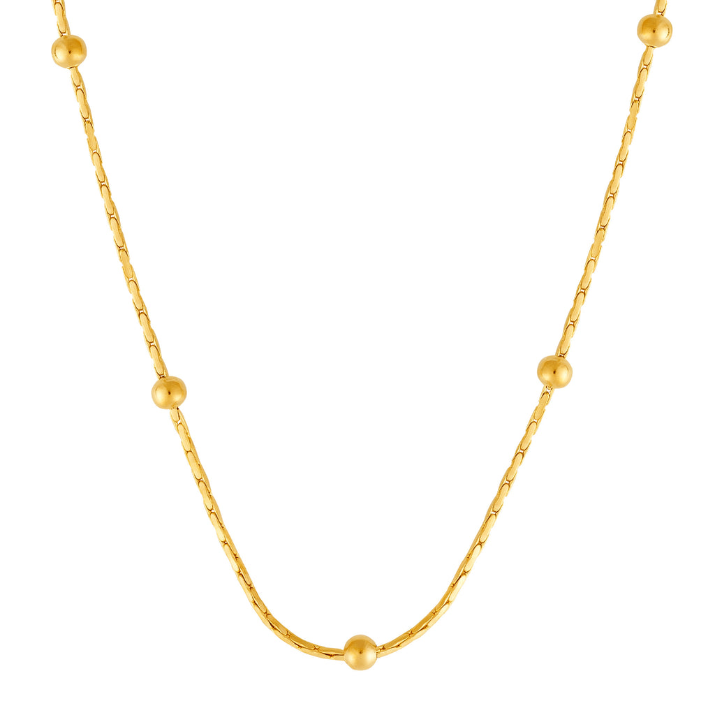 Colar de Aço Veneziana Bolinha Dourado IPG 45cm
