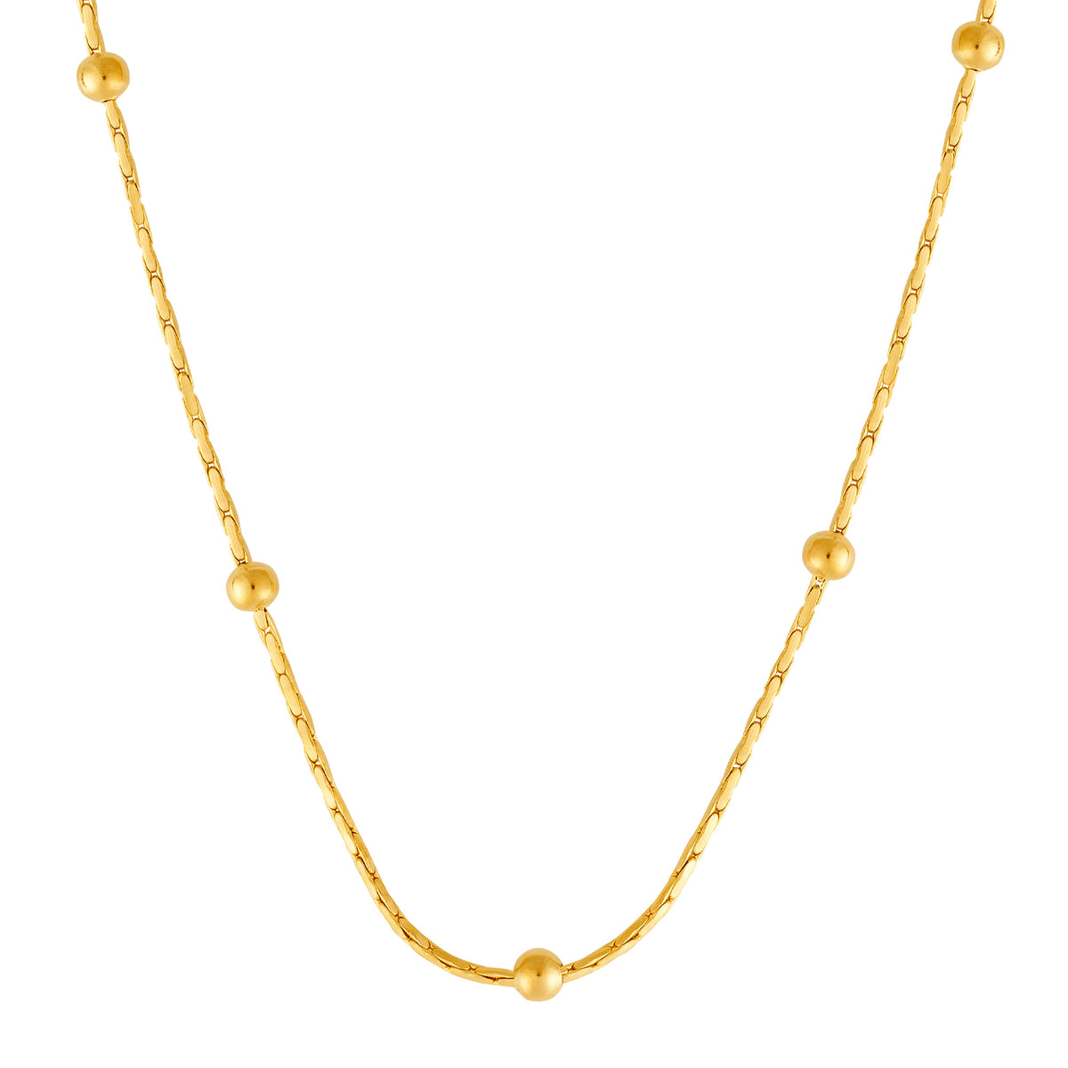 Colar de Aço Veneziana Bolinha Dourado IPG 45cm
