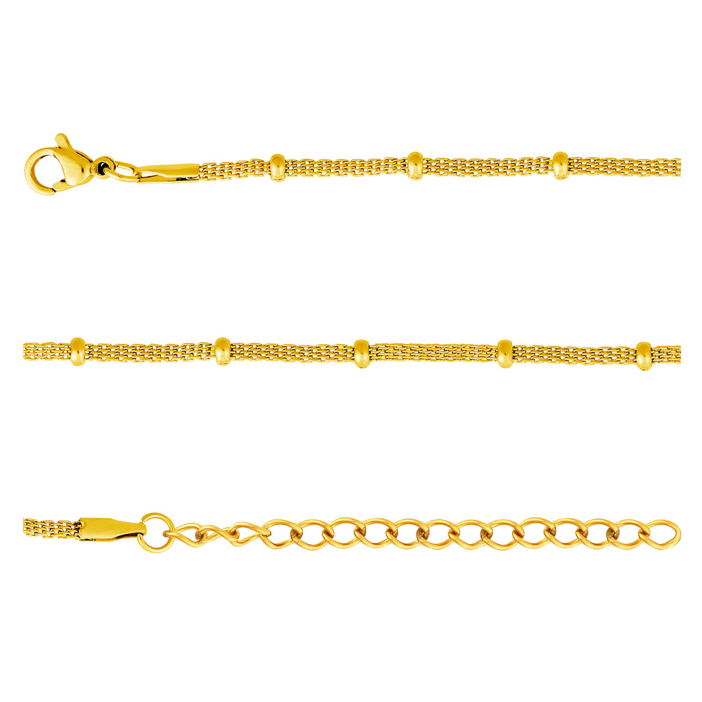Pulseira de Aço Corea Bolinha Dourada IPG 16cm - foto 2