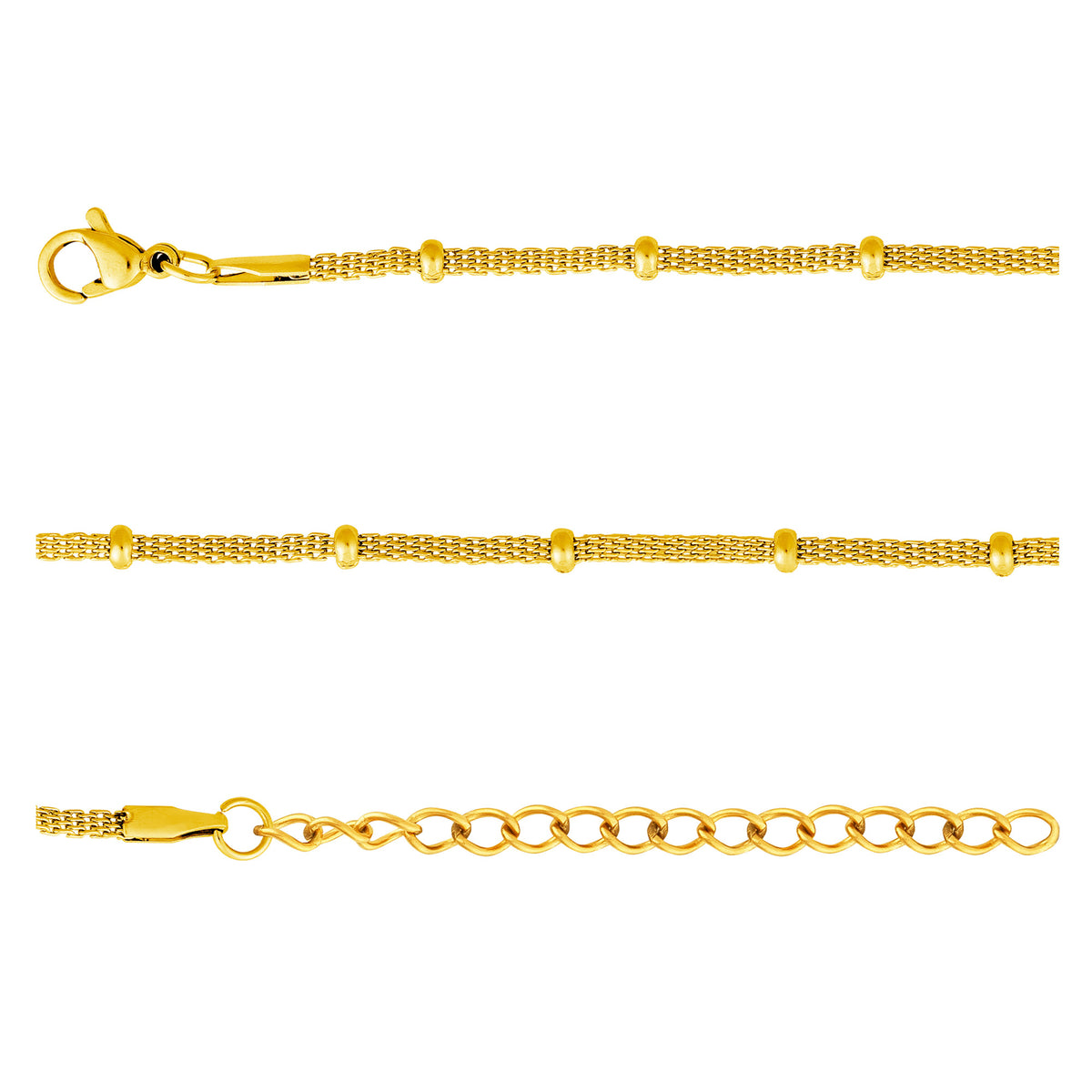 Pulseira de Aço Corea Bolinha Dourada IPG 16cm - foto 2