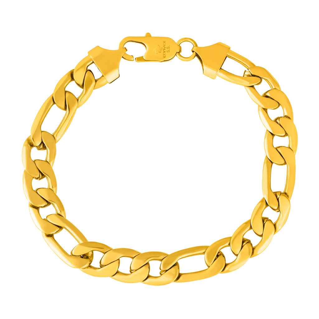 Pulseira de Aço Groumet 3x1 Laminada Dourada IPG 8.50mm 21cm