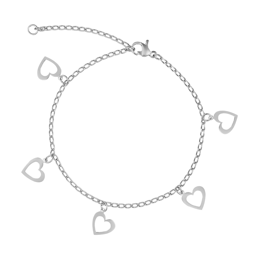Pulseira de Aço Glam Groumet Coração Vazado 9x8mm 21cm - foto 3