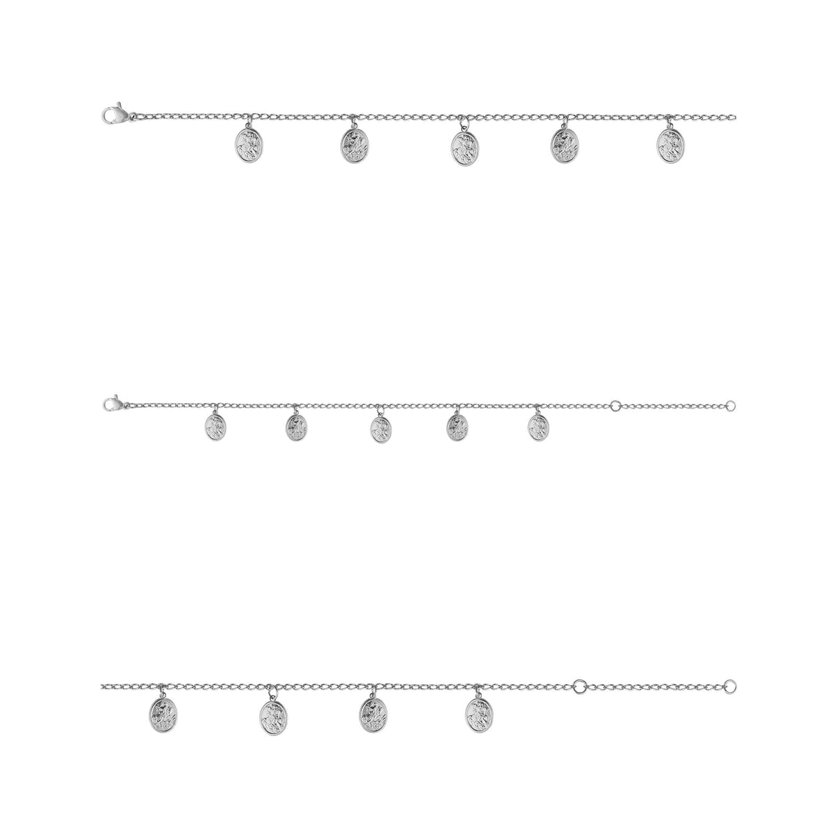 Pulseira de Aço Glam Malha Groumet São Jorge 0.9x0.7mm 21cm