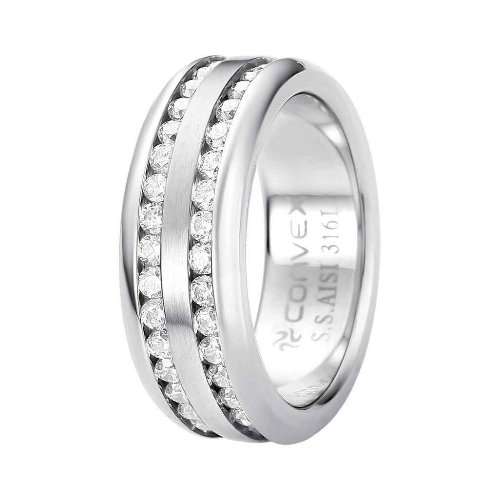 Anel de Aço Troya Dupla com Zircônia 8mm