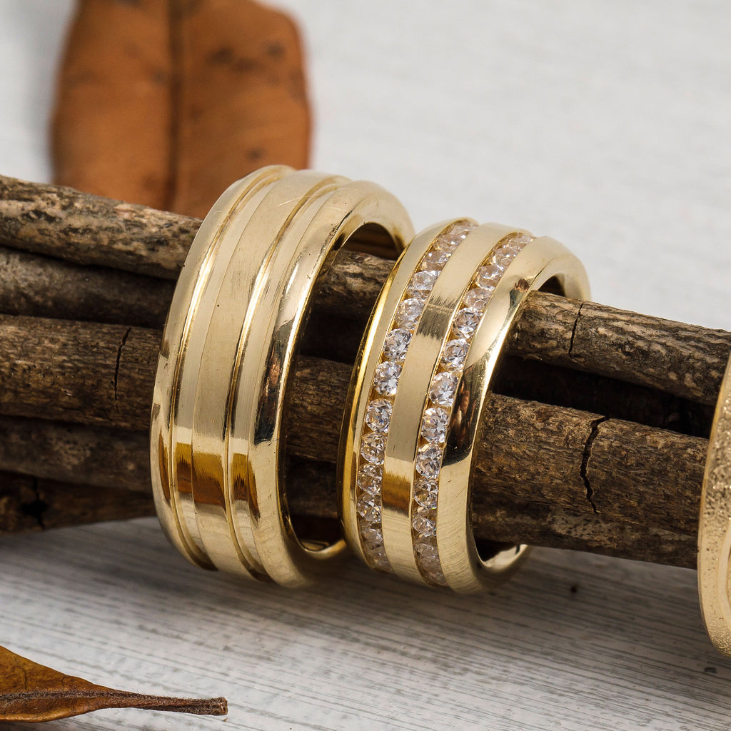 Aliança de Aço Troya Dupla Gold IPG Dourado com Zircônias 8mm - foto 4