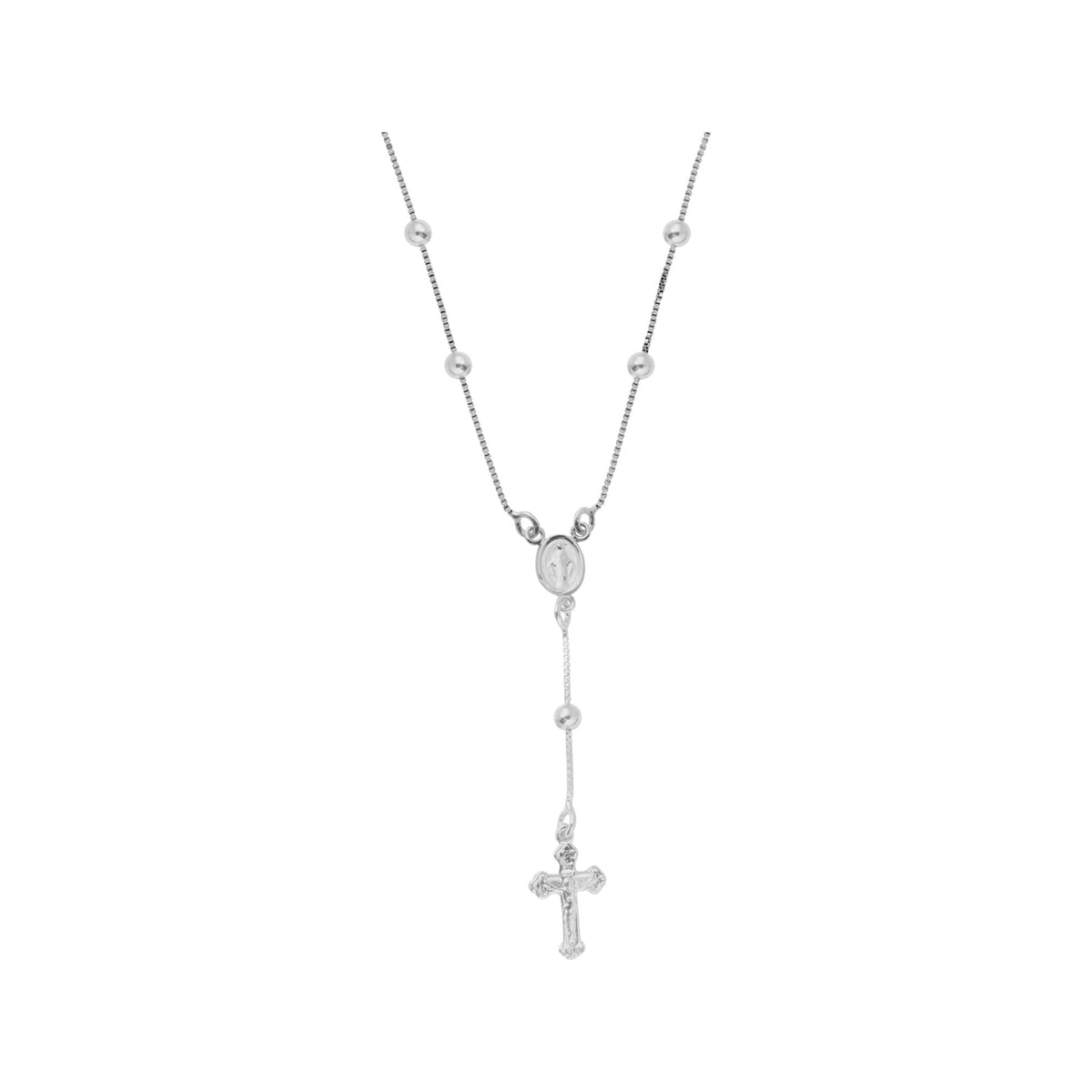 Colar de Prata Terço Nossa Senhora das Graças 45cm