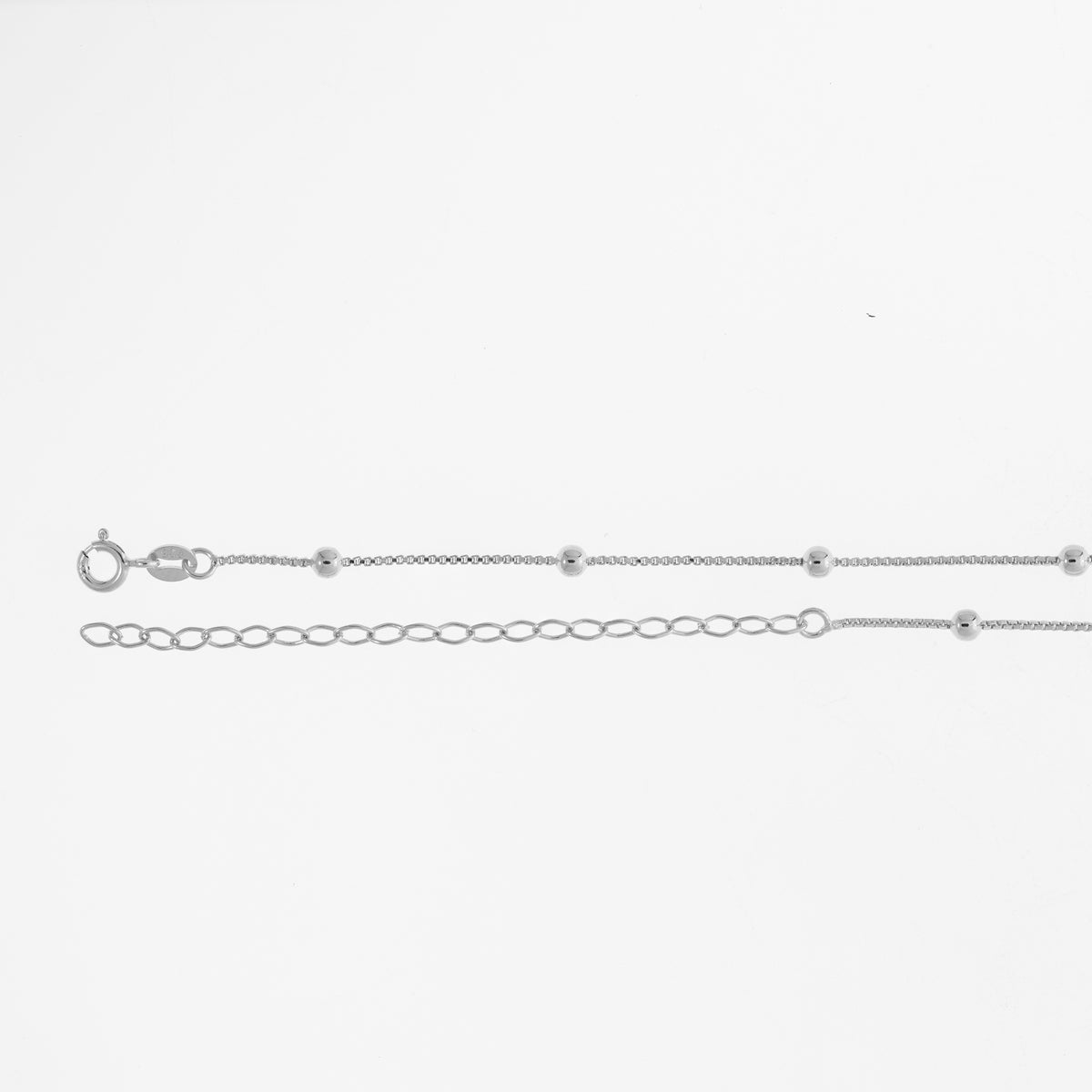 Colar de Prata Bolinha 3.0mm 33cm Extensor 40cm